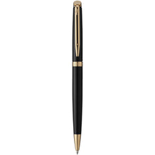 Load image into Gallery viewer, Waterman Hémisphère ballpoint pen (blue ink) — Black / Gold (front)