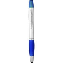 Load image into Gallery viewer, Nash stylus ballpoint pen and highlighter (black ink) — Silver / Royal blue
