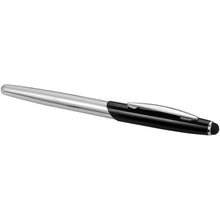 Load image into Gallery viewer, Geneva stylus ballpoint pen and rollerball pen set (blue ink) — Silver / Black (detail)