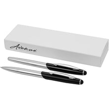 Load image into Gallery viewer, Geneva stylus ballpoint pen and rollerball pen set (blue ink) — Silver / Black