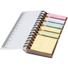 Load image into Gallery viewer, Spinner spiral notebook with coloured sticky notes — Natural (detail)