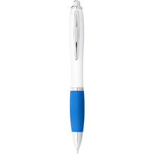 Load image into Gallery viewer, Nash ballpoint pen white barrel and coloured grip (blue ink) — White / Aqua