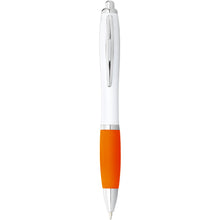 Load image into Gallery viewer, Nash ballpoint pen white barrel and coloured grip (blue ink) — White / Orange