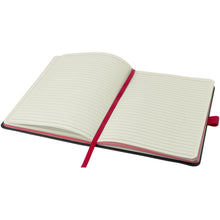 Load image into Gallery viewer, Colour-edge A5 hard cover notebook — Black / Red (detail)
