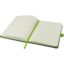Load image into Gallery viewer, Colour-edge A5 hard cover notebook — Black / Lime (detail)