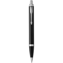 Load image into Gallery viewer, Parker IM ballpoint pen (blue ink) — Black / Chrome (front)