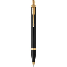 Load image into Gallery viewer, Parker IM ballpoint pen (blue ink) — Black / Gold (front)