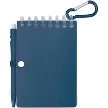 Load image into Gallery viewer, Lig Mini recycled outdoor soft cover notebook and ballpoint pen set (black ink) — Ocean blue (back)
