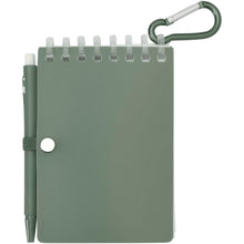 Load image into Gallery viewer, Lig Mini recycled outdoor soft cover notebook and ballpoint pen set (black ink) — Heather green (back)