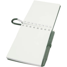 Load image into Gallery viewer, Lig Mini recycled outdoor soft cover notebook and ballpoint pen set (black ink) — Heather green (detail)