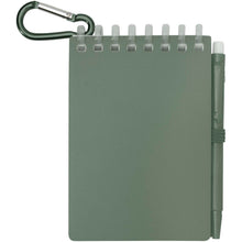 Load image into Gallery viewer, Lig Mini recycled outdoor soft cover notebook and ballpoint pen set (black ink) — Heather green (front)