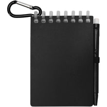 Load image into Gallery viewer, Lig Mini recycled outdoor soft cover notebook and ballpoint pen set (black ink) — Black (front)