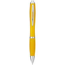 Load image into Gallery viewer, Nash ballpoint pen coloured barrel and grip (blue ink) — Yellow (front)