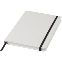 Load image into Gallery viewer, Spectrum A5 white notebook with coloured strap — White / Black