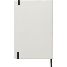 Load image into Gallery viewer, Spectrum A5 white notebook with coloured strap — White / Black (back)