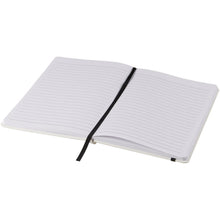 Load image into Gallery viewer, Spectrum A5 white notebook with coloured strap — White / Black (detail)