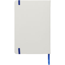 Load image into Gallery viewer, Spectrum A5 white notebook with coloured strap — White / Royal blue (back)