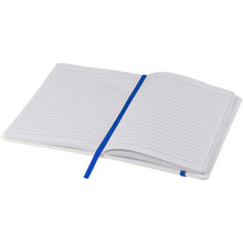 Load image into Gallery viewer, Spectrum A5 white notebook with coloured strap — White / Royal blue (detail)
