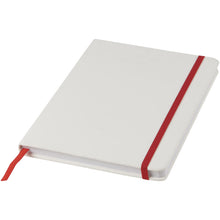 Load image into Gallery viewer, Spectrum A5 white notebook with coloured strap — White / Red