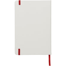 Load image into Gallery viewer, Spectrum A5 white notebook with coloured strap — White / Red (back)
