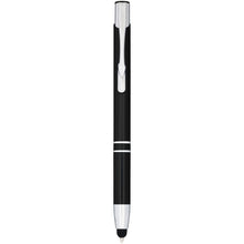Load image into Gallery viewer, Moneta anodized aluminium click stylus ballpoint pen (blue ink) — Black (front)