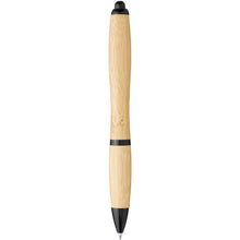 Load image into Gallery viewer, Nash bamboo ballpoint pen (blue ink) — Natural / Black (back)