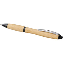 Load image into Gallery viewer, Nash bamboo ballpoint pen (blue ink) — Natural / Black (detail)