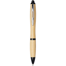 Load image into Gallery viewer, Nash bamboo ballpoint pen (blue ink) — Natural / Black (front)