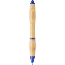 Load image into Gallery viewer, Nash bamboo ballpoint pen (blue ink) — Natural / Royal blue (back)