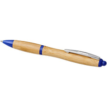 Load image into Gallery viewer, Nash bamboo ballpoint pen (blue ink) — Natural / Royal blue (detail)