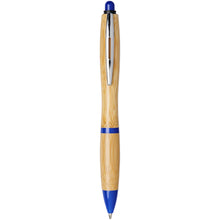Load image into Gallery viewer, Nash bamboo ballpoint pen (blue ink) — Natural / Royal blue (front)