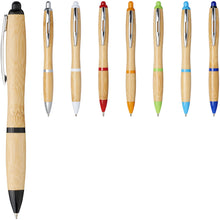 Load image into Gallery viewer, Nash bamboo ballpoint pen (blue ink) — Natural / Red
