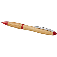 Load image into Gallery viewer, Nash bamboo ballpoint pen (blue ink) — Natural / Red (detail)