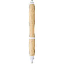 Load image into Gallery viewer, Nash bamboo ballpoint pen (blue ink) — Natural / White (back)