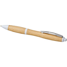 Load image into Gallery viewer, Nash bamboo ballpoint pen (blue ink) — Natural / White (detail)