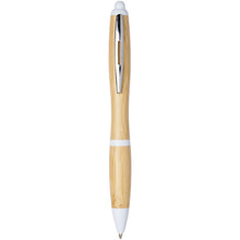 Load image into Gallery viewer, Nash bamboo ballpoint pen (blue ink) — Natural / White (front)