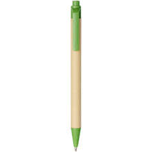 Load image into Gallery viewer, Berk recycled carton and corn plastic ballpoint pen (black ink) — Green (front)