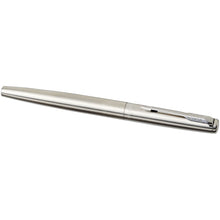 Load image into Gallery viewer, Parker Jotter stainless steel fountain pen (blue ink) — Stainless steel / Chrome (detail)