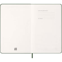 Load image into Gallery viewer, Moleskine hard cover 12 month L daily planner — Myrtle green (detail)
