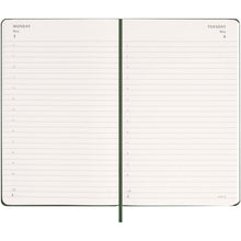 Load image into Gallery viewer, Moleskine hard cover 12 month L daily planner — Myrtle green (detail 2)