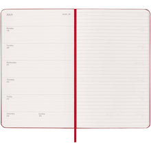 Load image into Gallery viewer, Moleskine hard cover 12 month weekly L planner — Scarlet red (detail 2)
