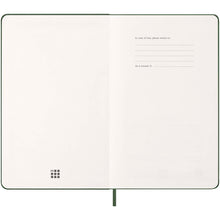 Load image into Gallery viewer, Moleskine hard cover 12 month weekly L planner — Myrtle green (detail)