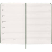 Load image into Gallery viewer, Moleskine hard cover 12 month weekly L planner — Myrtle green (detail 2)