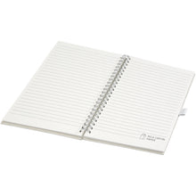 Load image into Gallery viewer, Dairy Dream A5 size reference recycled milk cartons spiral notebook — Off white (detail)