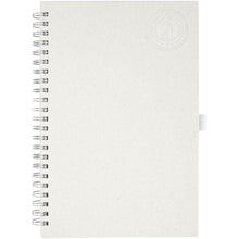 Load image into Gallery viewer, Dairy Dream A5 size reference recycled milk cartons spiral notebook — Off white (front)