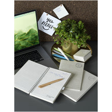 Load image into Gallery viewer, Dairy Dream A5 size reference recycled milk cartons spiral notebook — lifestyle