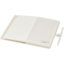 Load image into Gallery viewer, Dairy Dream A5 size reference recycled milk cartons notebook and ballpoint pen set — White (detail)
