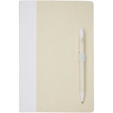 Load image into Gallery viewer, Dairy Dream A5 size reference recycled milk cartons notebook and ballpoint pen set — White (front)