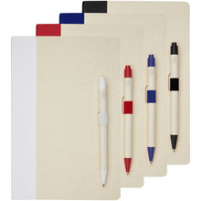 Load image into Gallery viewer, Dairy Dream A5 size reference recycled milk cartons notebook and ballpoint pen set — group