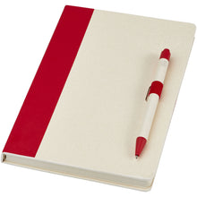 Load image into Gallery viewer, Dairy Dream A5 size reference recycled milk cartons notebook and ballpoint pen set — Red